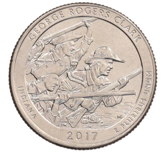 Монета 1/4 доллара (25 центов) 2017 года Р США «Национальные парки — №40 Национальный исторический парк имени Джорджа Р. Кларка» (Артикул: M2-6829) — Фото №1