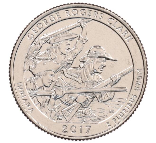 Монета 1/4 доллара (25 центов) 2017 года D США «Национальные парки — №40 Национальный исторический парк имени Джорджа Р. Кларка» (Артикул: M2-6830) — Фото №1