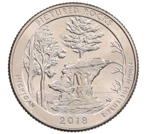 1/4 доллара (25 центов) 2018 года D США «Национальные парки — №41 Национальное побережье живописных камней» — Фото №1