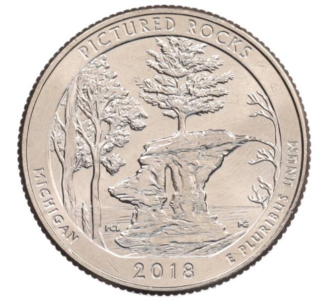 Монета 1/4 доллара (25 центов) 2018 года D США «Национальные парки — №41 Национальное побережье живописных камней» (Артикул: M2-7126) — Фото №1