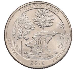 1/4 доллара (25 центов) 2018 года Р США «Национальные парки — №41 Национальное побережье живописных камней» — Фото №1