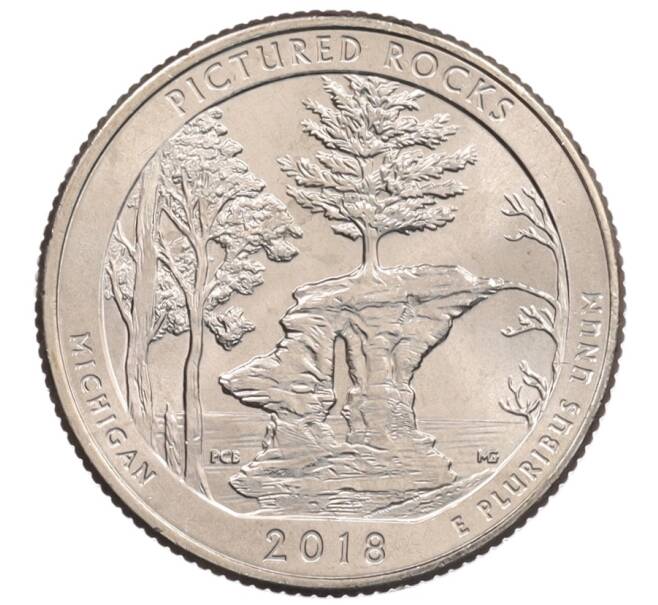 Монета 1/4 доллара (25 центов) 2018 года Р США «Национальные парки — №41 Национальное побережье живописных камней» (Артикул: M2-7127) — Фото №1