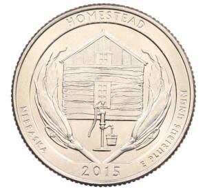 1/4 доллара (25 центов) 2015 года D США «Национальные парки — №26 Национальный монумент Гомстед» — Фото №1