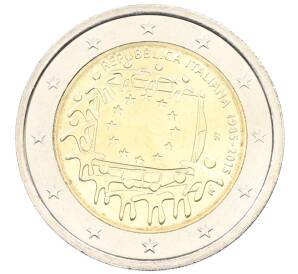 2 евро 2015 года Италия «30 лет флагу Европейского союза» — Фото №1