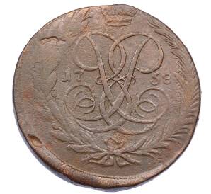 5 копеек 1758 года ММ — Фото №1