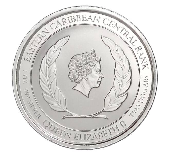 Монета 2 доллара 2019 года Восточные Карибы — Сент-Китс и Невис (Артикул M2-33379)