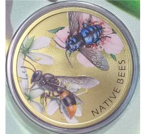 1 доллар 2019 года Тувалу — Пчелы в подарочном конверте с маркой — Фото №1