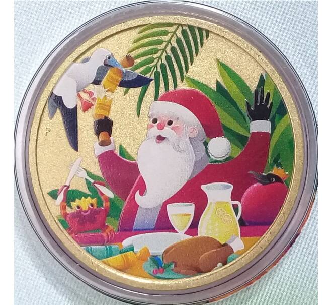 Монета 1 доллар 2019 года Тувалу — Рождество  в подарочном конверте с маркой (Артикул M2-33383)