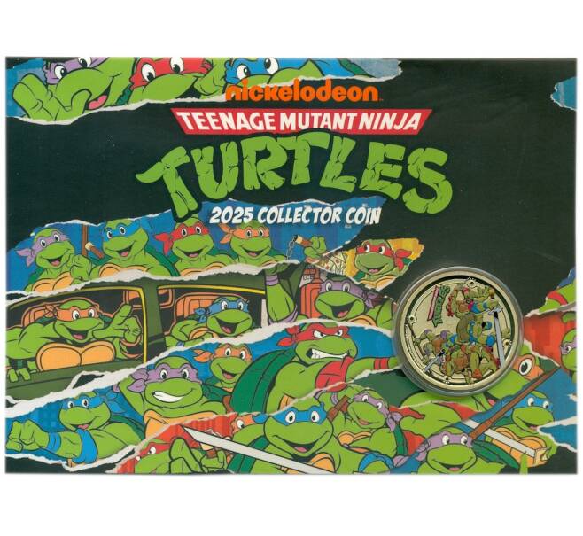 Монета 1 доллар 2025 года Тувалу «Черепашки-ниндзя» (в блистере) (Артикул: M2-90995)