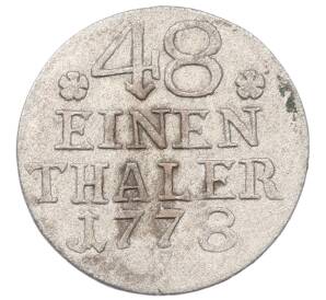 1/48 талера 1778 года Пруссия — Фото №1