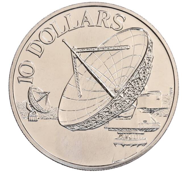 Монета 10 долларов 1980 года Сингапур «Спутники связи» (Артикул: M2-91169) — Фото №1