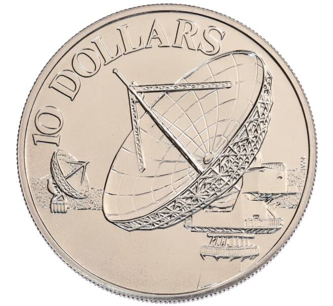 Монета 10 долларов 1980 года Сингапур «Спутники связи» (Артикул: M2-91170) — Фото №1