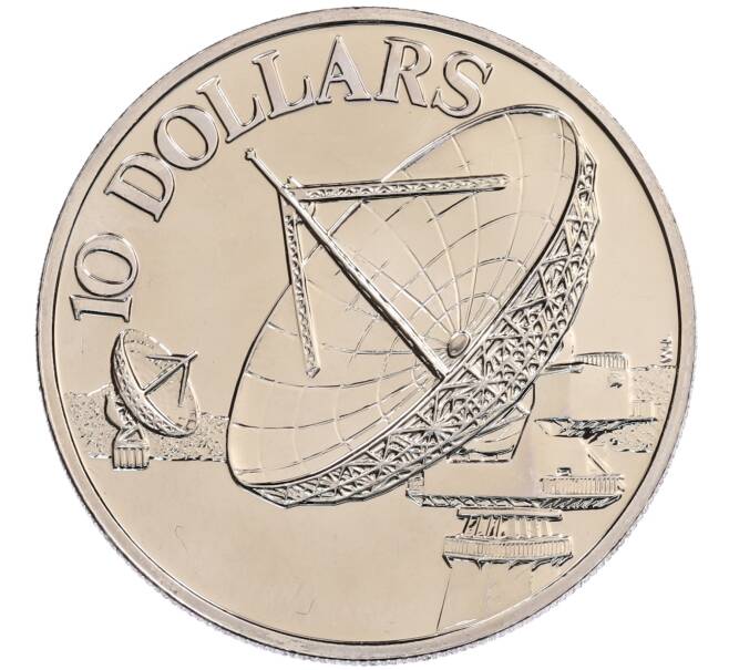 Монета 10 долларов 1980 года Сингапур «Спутники связи» (Артикул: M2-91173) — Фото №1