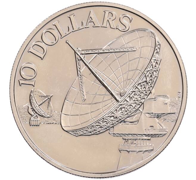 Монета 10 долларов 1980 года Сингапур «Спутники связи» (Артикул: M2-91174) — Фото №1