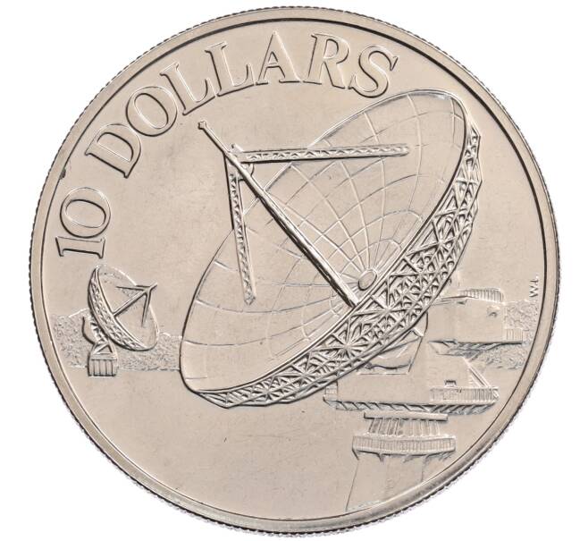 Монета 10 долларов 1980 года Сингапур «Спутники связи» (Артикул: M2-91176) — Фото №1