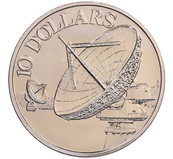 Монета 10 долларов 1980 года Сингапур «Спутники связи» (Артикул: M2-91177) — Фото №1