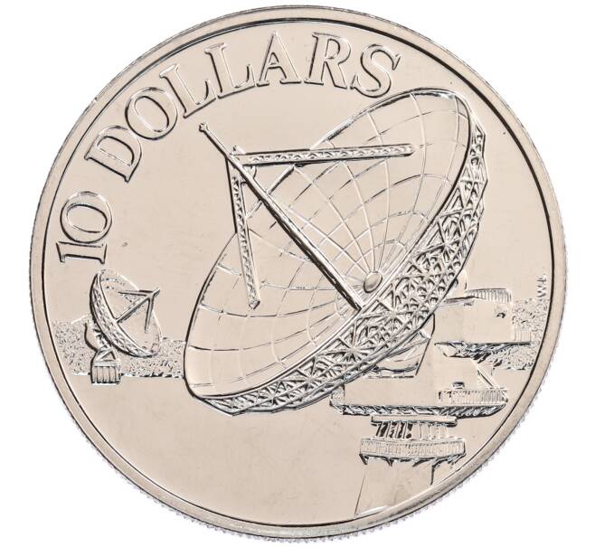 Монета 10 долларов 1980 года Сингапур «Спутники связи» (Артикул: M2-91179) — Фото №1