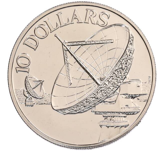 Монета 10 долларов 1980 года Сингапур «Спутники связи» (Артикул: M2-91181) — Фото №1