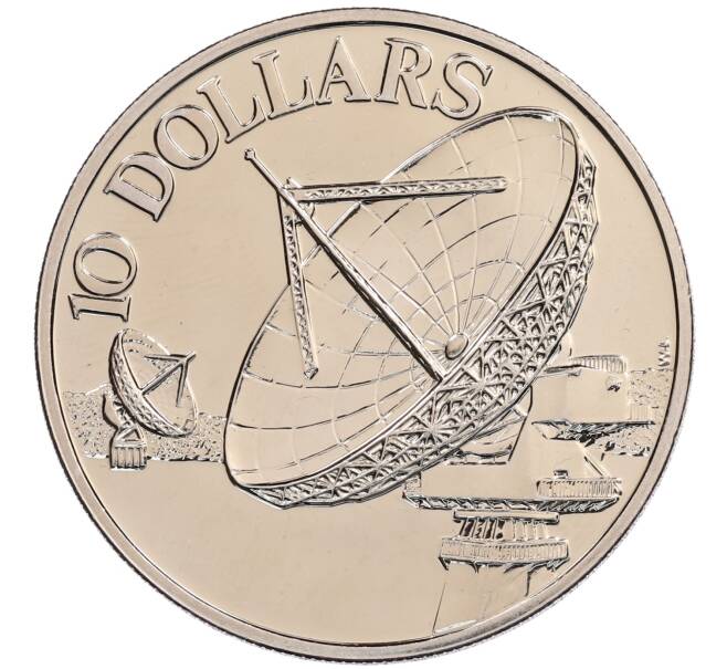 Монета 10 долларов 1980 года Сингапур «Спутники связи» (Артикул: M2-91182) — Фото №1