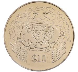 10 долларов 1995 года Сингапур «Китайский гороскоп — Год свиньи» — Фото №1