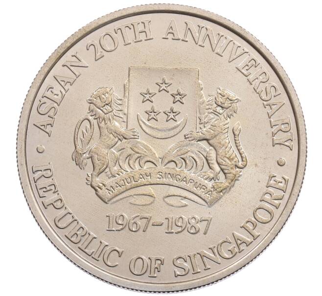 Монета 10 долларов 1987 года Сингапур «20 лет АСЕАН» (Артикул: M2-91193) — Фото №2