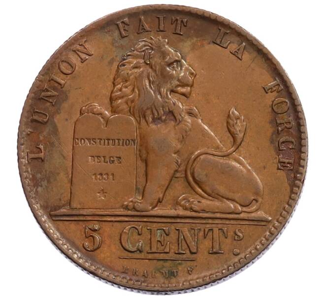 Монета 5 сантимов 1856 года Бельгия (Артикул: K2-0712) — Фото №1