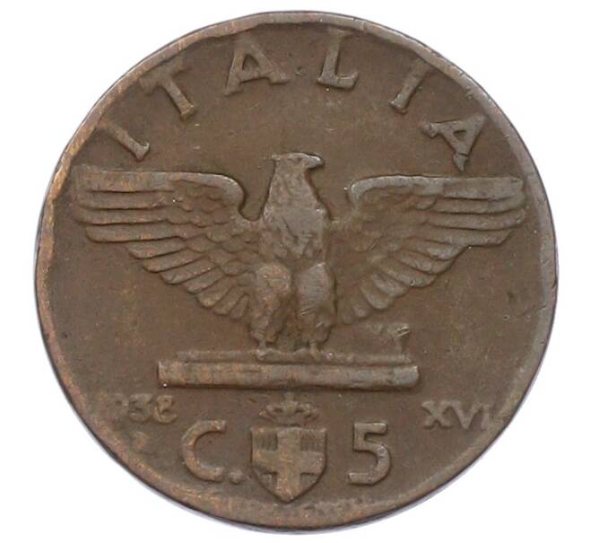 Монета 5 чентезимо 1938 года Италия (Артикул: K12-72207) — Фото №1