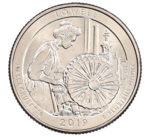 1/4 доллара (25 центов) 2019 года Р США «Национальные парки — №46 Национальный исторический парк Лоуэлл» — Фото №1