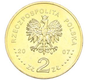 2 злотых 2007 года Польша «750 лет городу Краков» — Фото №2