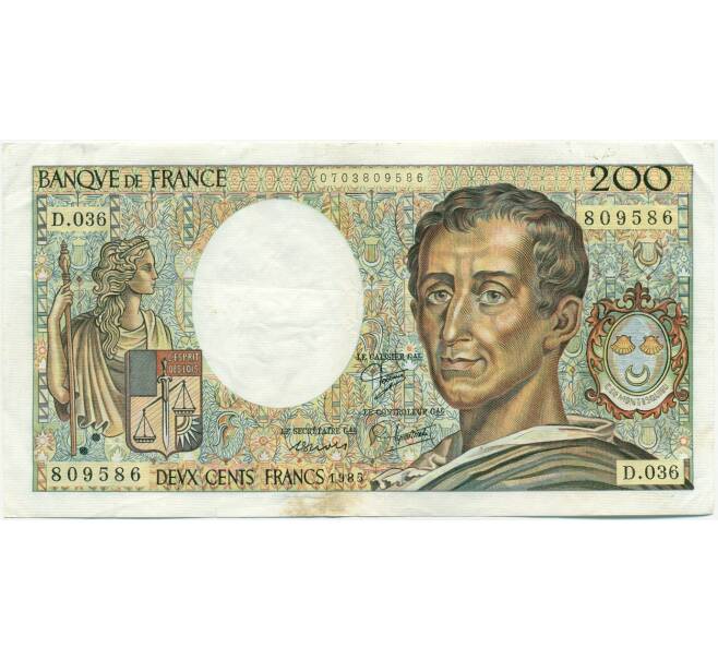 Банкнота 200 франков 1985 года Франция (Артикул: K10-9377) — Фото №1