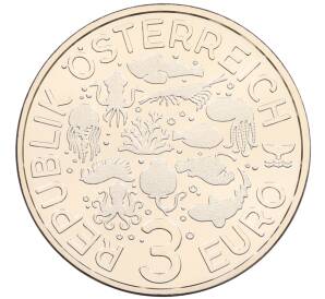 3 евро 2025 года Австрия «Светящаяся морская жизнь — Ложный каменный окунь» — Фото №2