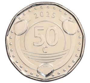 50 центов 2025 года Кюрасао «Принятие карибского гульдена» (Цветное покрытие) — Фото №2