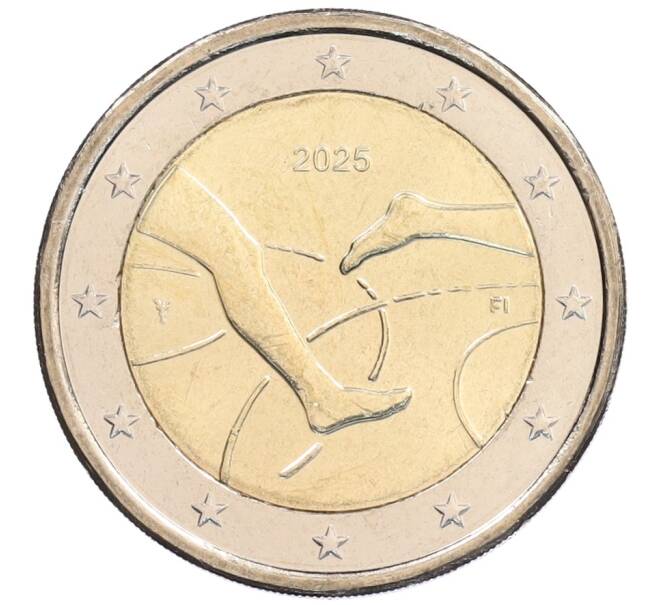 Монета 2 евро 2025 года Финляндия «100 лет Финско-шведским легкоатлетическим играм» (Артикул: M2-91308) — Фото №1