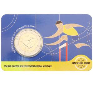 2 евро 2025 года Финляндия «100 лет Финско-шведским легкоатлетическим играм» (в блистере) — Фото №1