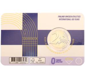 2 евро 2025 года Финляндия «100 лет Финско-шведским легкоатлетическим играм» (в блистере) — Фото №2
