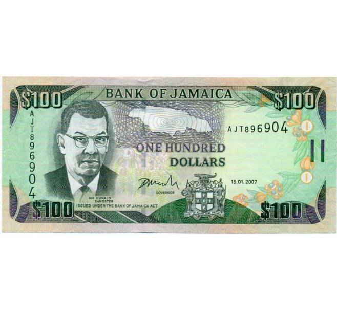 Банкнота 100 долларов 2007 года Ямайка (Артикул: K12-73318) — Фото №1