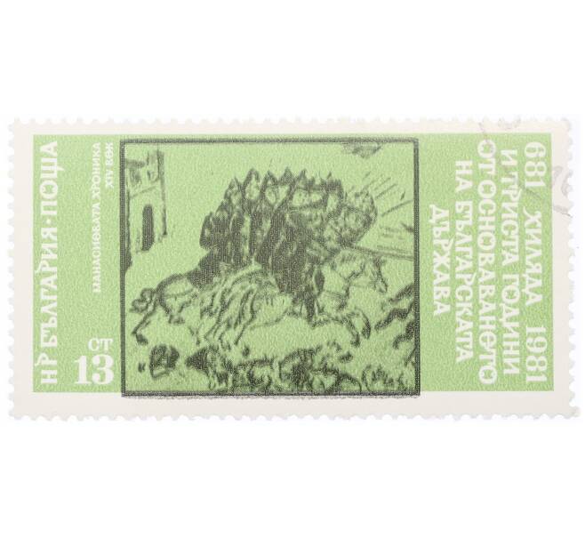 Почтовая марка 13 стотинок 1981 года Болгария «1300-летие Болгарского государства — Летопись Манасиева (XIV век)» (Артикул: K12-73186) — Фото №1