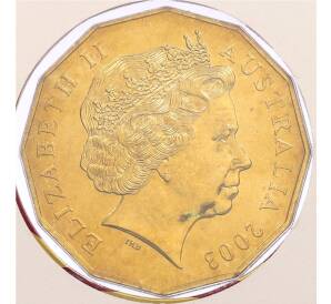 1 доллар 2003 года Австралия «Золотой юбилей коронации Елизаветы II» (в конверте с марками) — Фото №2