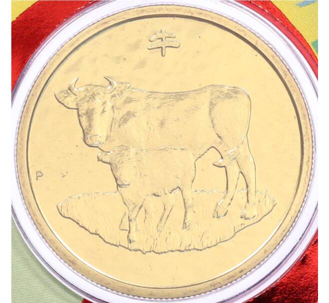 Монета 1 доллар 2009 года Австралия «Китайский гороскоп — Год быка» (в конверте с марками) (Артикул: M2-91365) — Фото №1