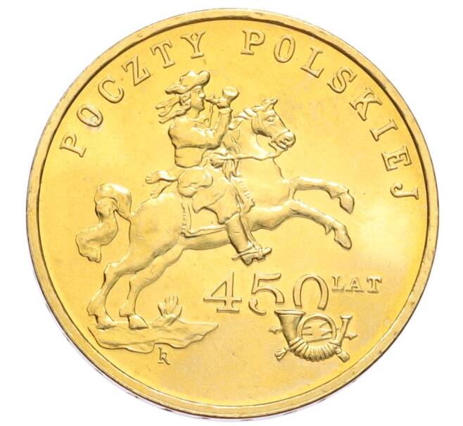 Монета 2 злотых 2008 года Польша «450 лет польской почтовой службе» (Артикул: K10-9592) — Фото №1
