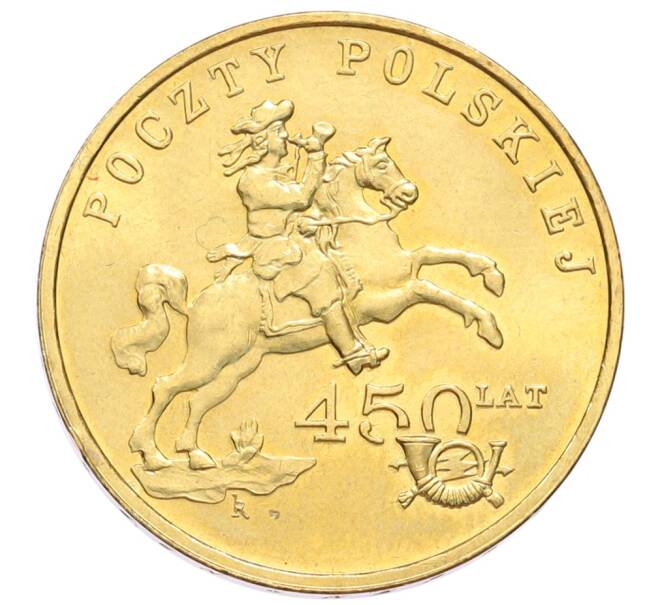 Монета 2 злотых 2008 года Польша «450 лет польской почтовой службе» (Артикул: K10-9593) — Фото №1