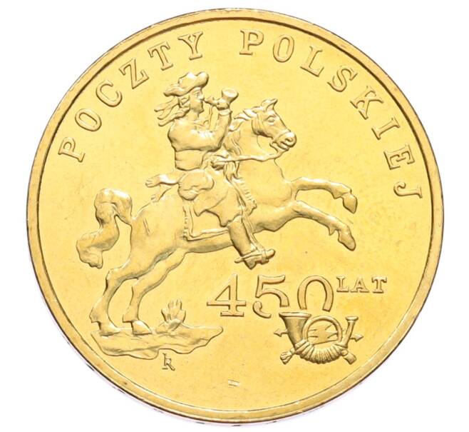 Монета 2 злотых 2008 года Польша «450 лет польской почтовой службе» (Артикул: K10-9594) — Фото №1
