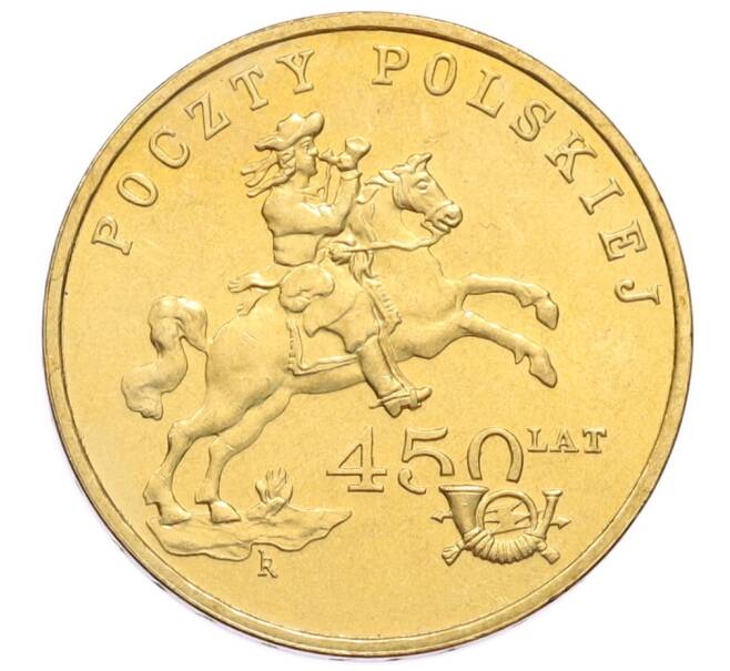 Монета 2 злотых 2008 года Польша «450 лет польской почтовой службе» (Артикул: K10-9600) — Фото №1