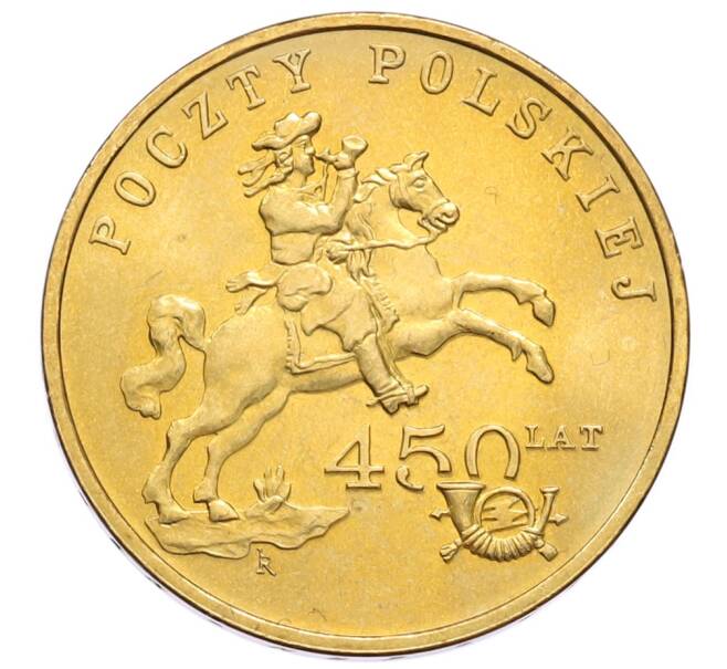 Монета 2 злотых 2008 года Польша «450 лет польской почтовой службе» (Артикул: K10-9601) — Фото №1