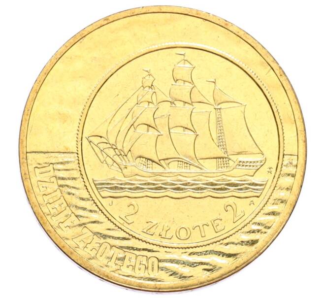 Монета 2 злотых 2005 года Польша «История польского злотого — парусное судно на 2 и 5 злотых 1936 года» (Артикул: K10-9627) — Фото №1