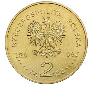 2 злотых 2009 года Польша «180 лет центральному банку Польши»