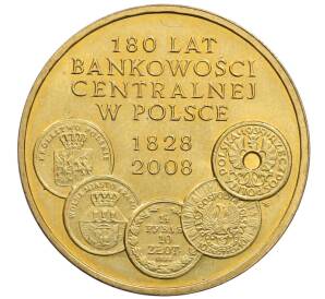 2 злотых 2009 года Польша «180 лет центральному банку Польши»