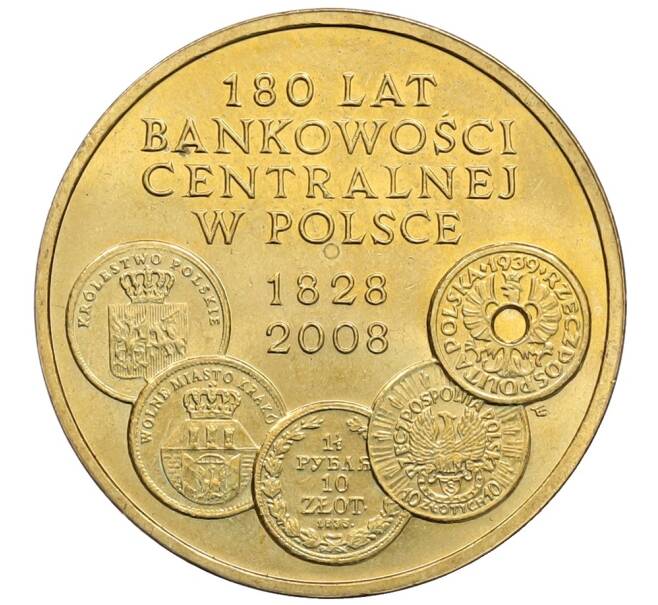 Монета 2 злотых 2009 года Польша «180 лет центральному банку Польши» (Артикул: K10-9667) — Фото №1