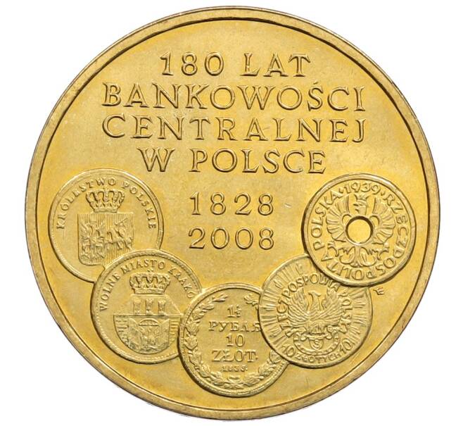 Монета 2 злотых 2009 года Польша «180 лет центральному банку Польши» (Артикул: K10-9672) — Фото №1
