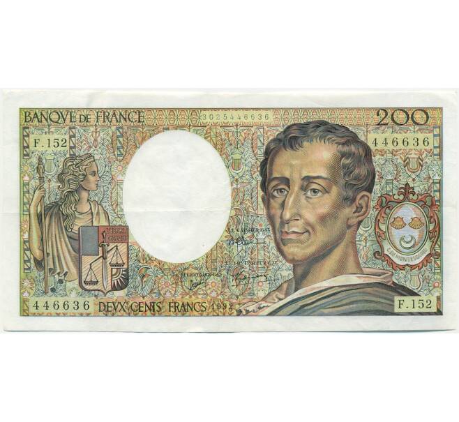 Банкнота 200 франков 1992 года Франция (Артикул: K10-9753) — Фото №1